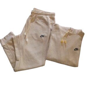 NIKE | Club Fleece Gold Beige Speckled Hoodie Joggers Matching Tracksuit Set XXL